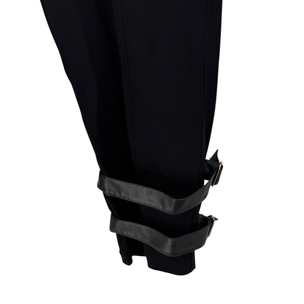 Alberto Makali Black Faux Leather Trim Cargo Pants Strappy Buckle Avant Garde - Picture 6 of 13
